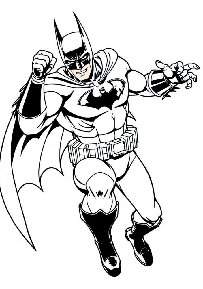 Desenho do Batman em pose de luta para colorir