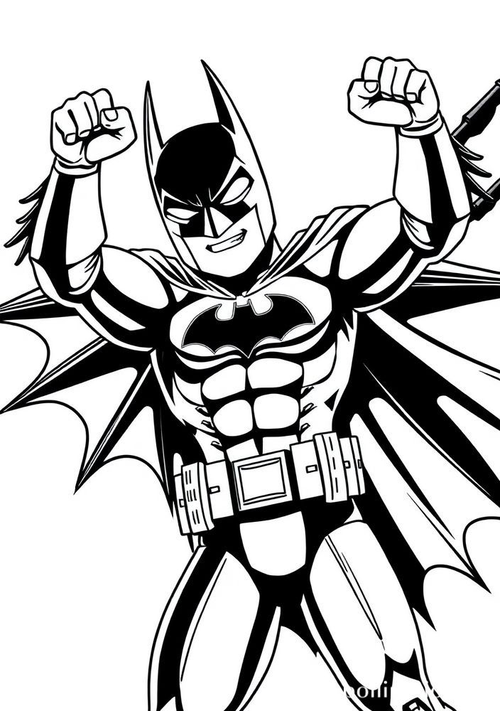 Desenho do Batman em pose de vitória para colorir