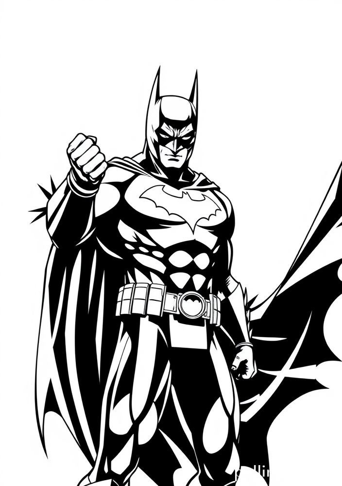 Desenho do Batman em sua pose icônica para colorir