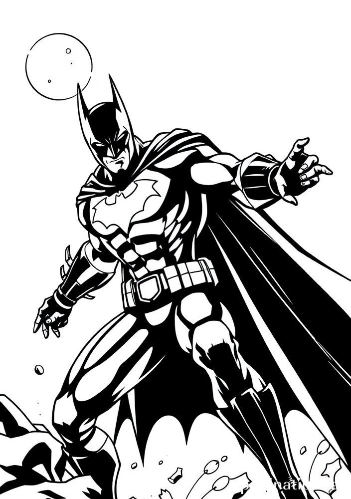 Desenho do Batman em uma ação noturna para colorir