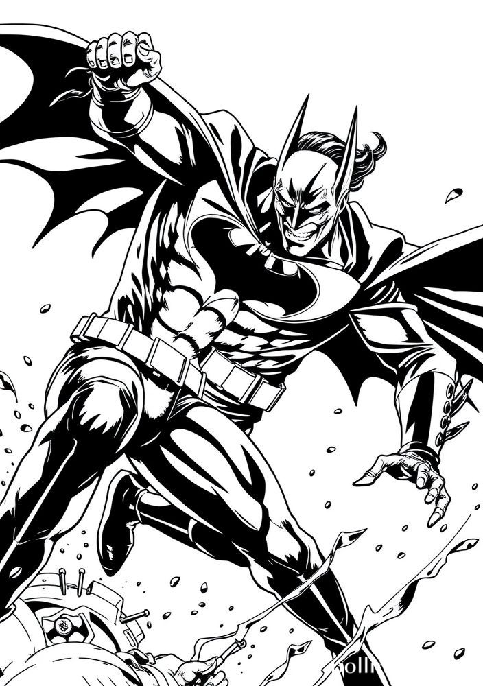 Desenho do Batman em uma batalha com o Duas-Caras para colorir