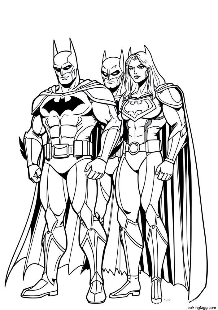 Desenho do Batman junto com a Liga da Justiça para colorir