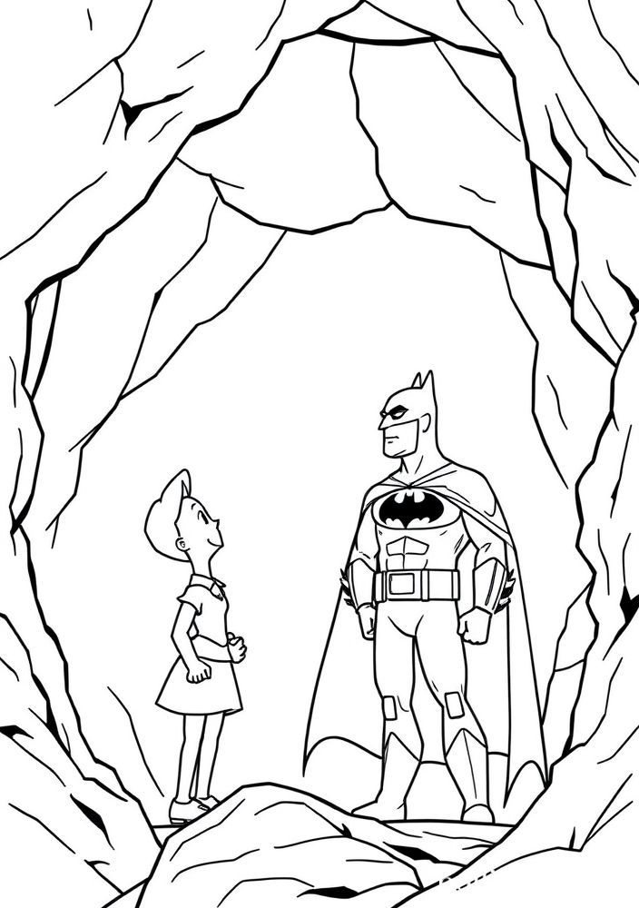 Desenho do Batman socializando com o Alfred para colorir