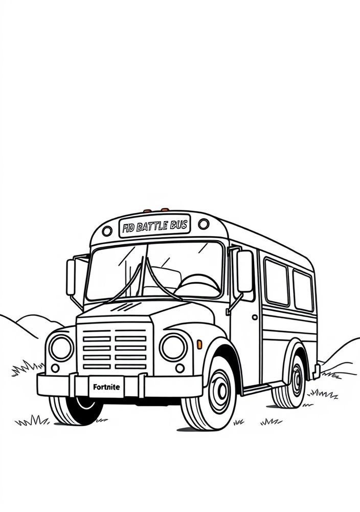 Desenho do Battle Bus de Fortnite para colorir