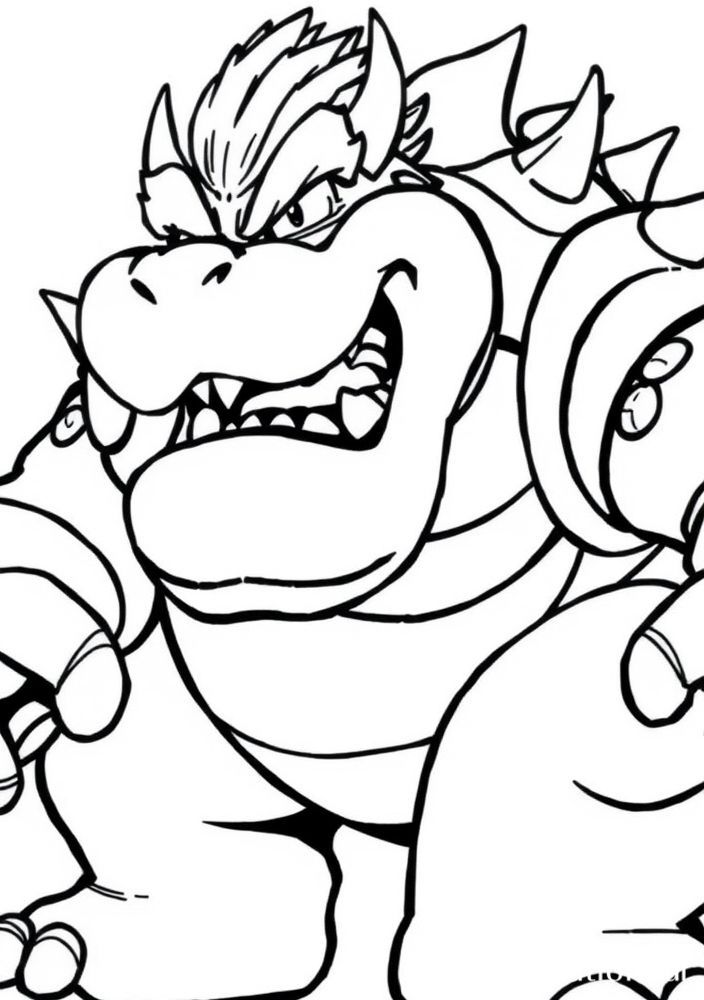 Desenho do Bowser em sua forma gigantesca para colorir