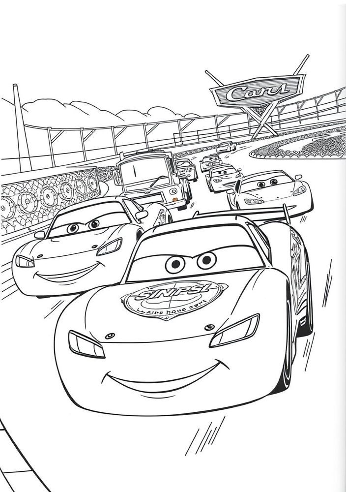 Desenho do Carros 3 em uma corrida