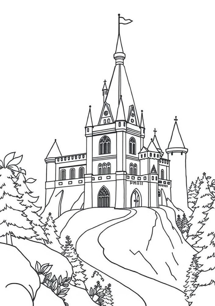 Desenho do Castelo da Branca de Neve para colorir