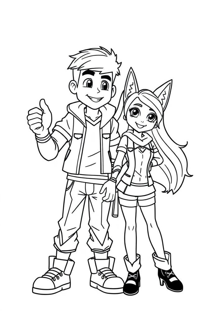 Desenho do Chase e Skye juntos para colorir