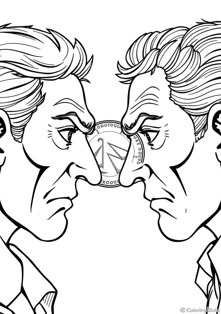 Desenho do Duas-Caras com suas moedas para colorir