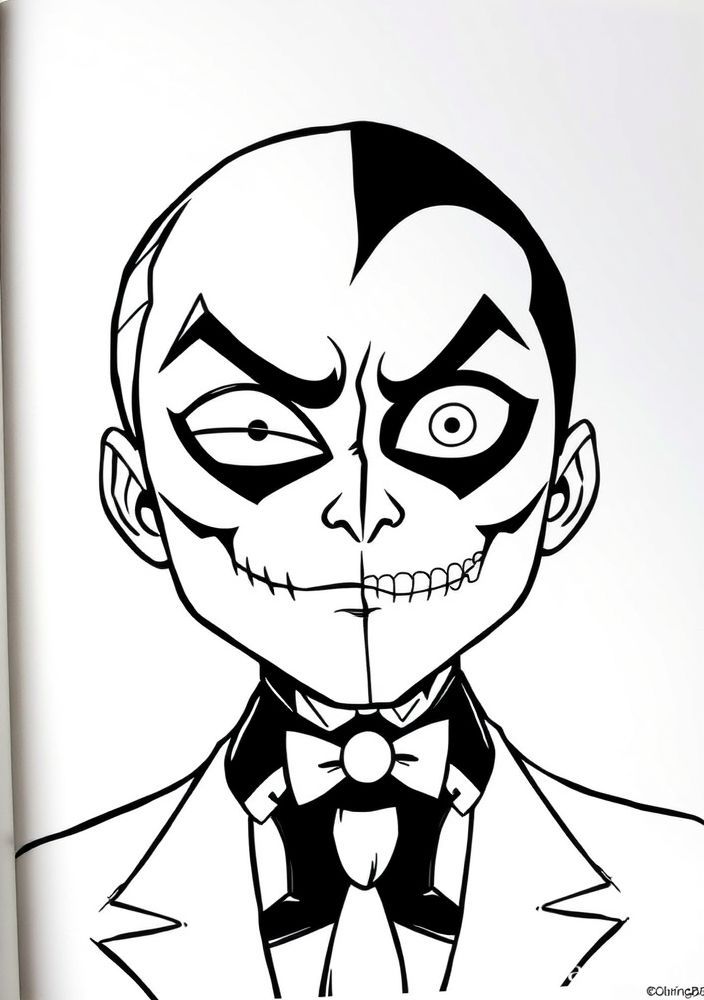 Desenho do Duas-Caras como vilão para colorir