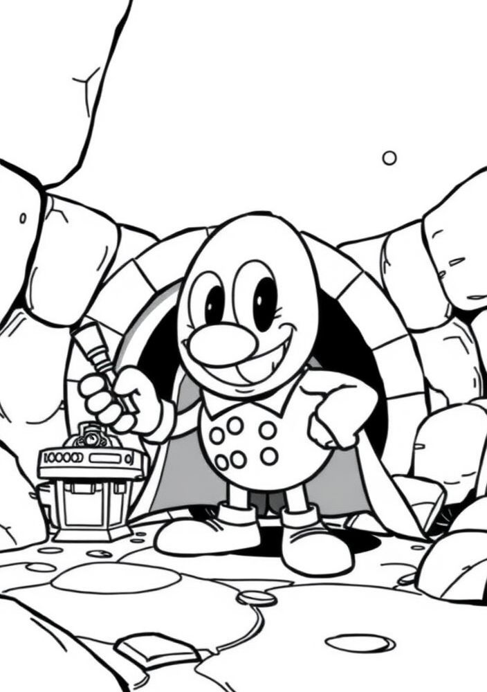 Desenho do Eggman em sua base secreta para colorir