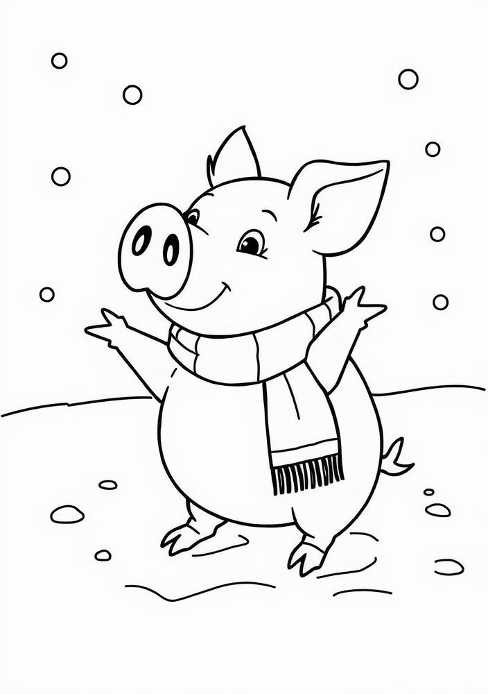 Desenho do George Pig brincando na neve para colorir