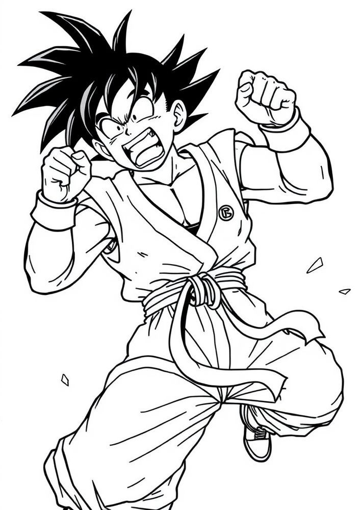 Desenho do Goku após uma vitória para colorir