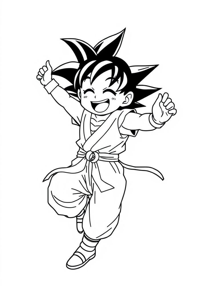 Desenho do Goku dançando para colorir
