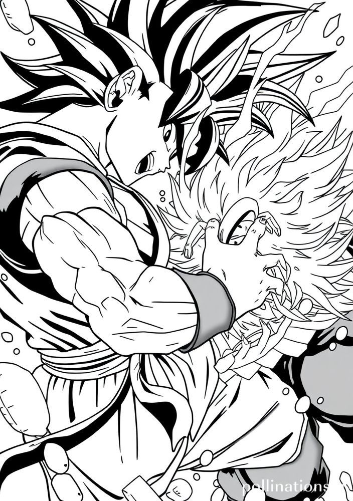Desenho do Goku e Vegeta lutando para colorir