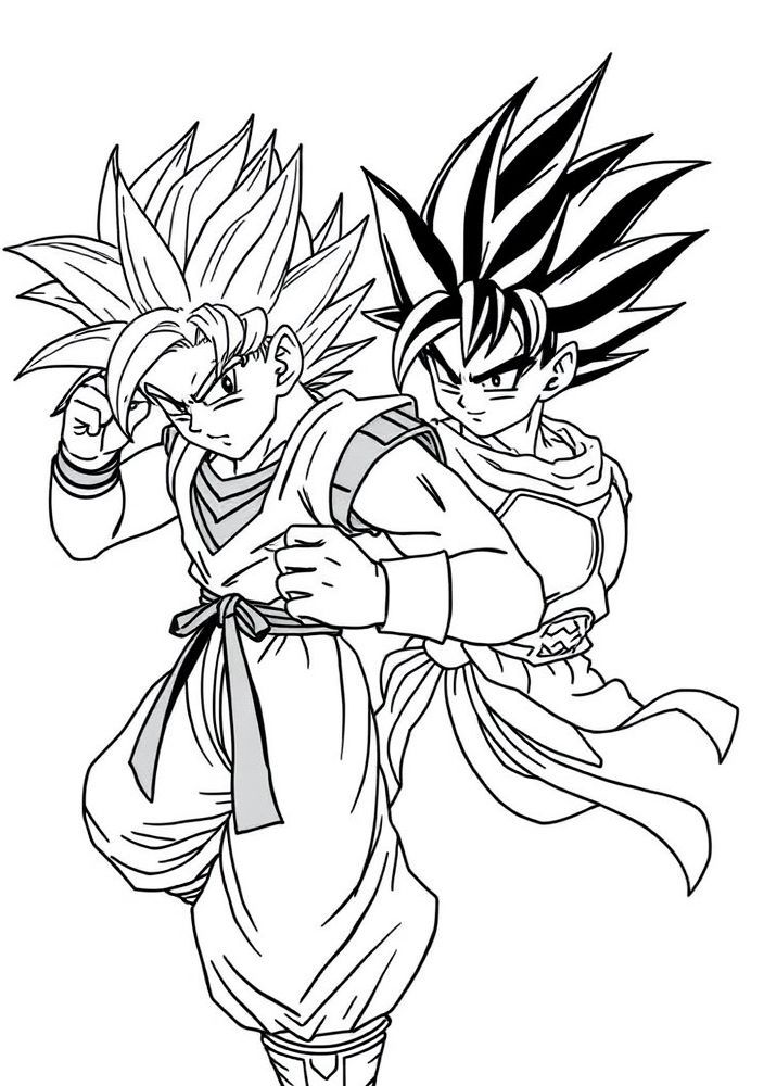 Desenho do Goku e Vegeta se unindo para colorir