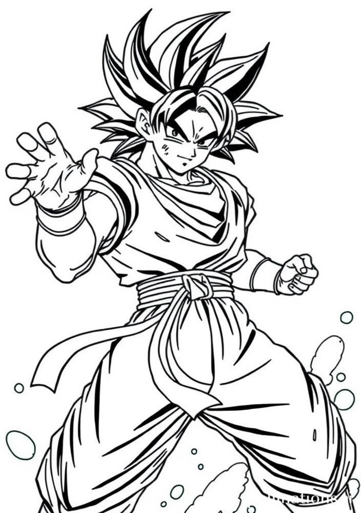 Desenho do Goku em Super Sayajin para colorir