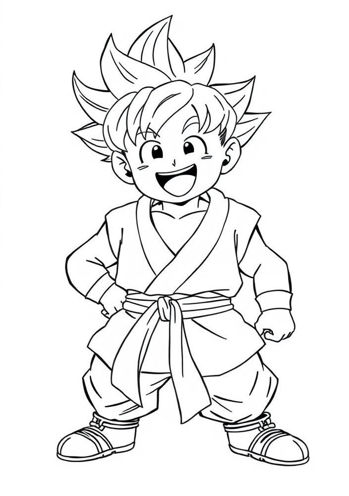 Desenho do Goku em sua roupa clássica para colorir