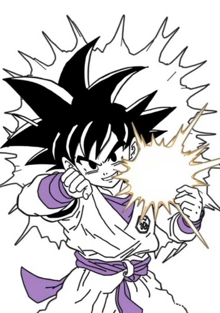 Desenho do Goku fazendo o kamehameha para colorir