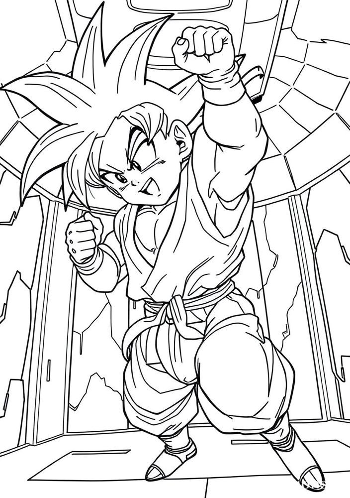 Desenho do Goku na prisão da gravidade para colorir