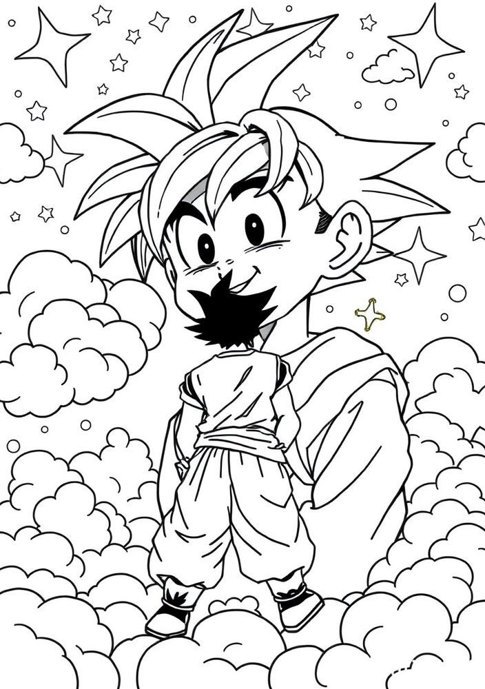 Desenho do Goku no mundo dos sonhos para colorir