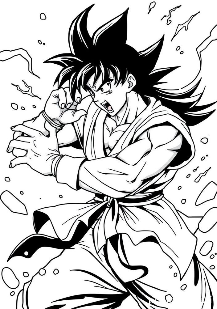 Desenho do Goku no torneio de artes marciais para colorir