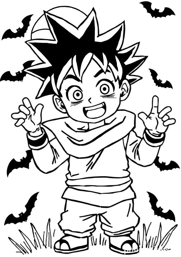 Desenho do Goku vestido de Halloween para colorir