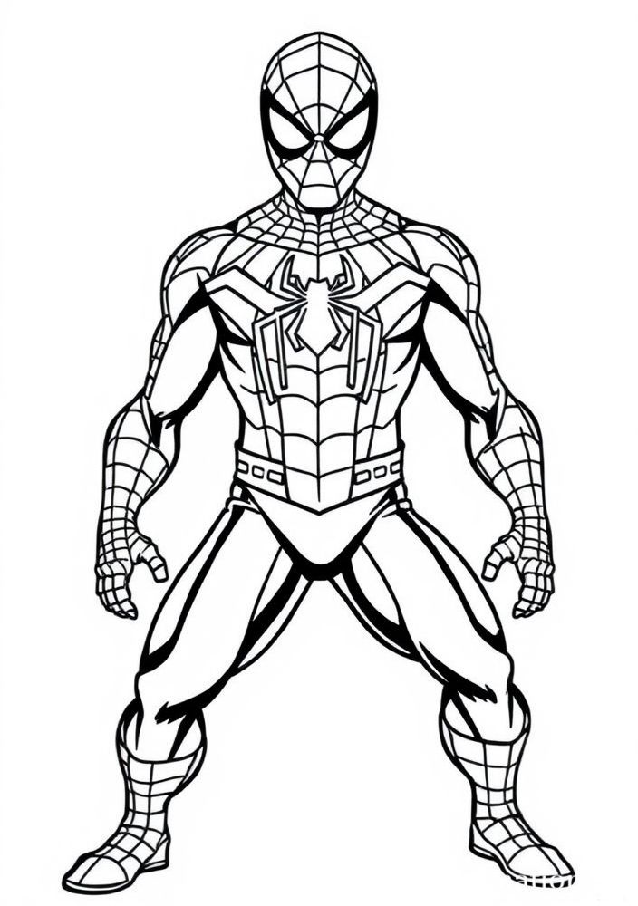 Desenho do Homem Aranha com seu traje clássico para colorir