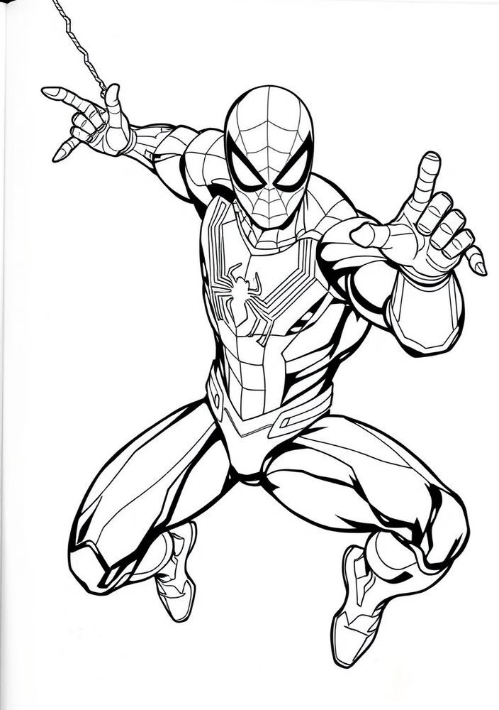 Desenho do Homem Aranha com seu traje de ferro para colorir