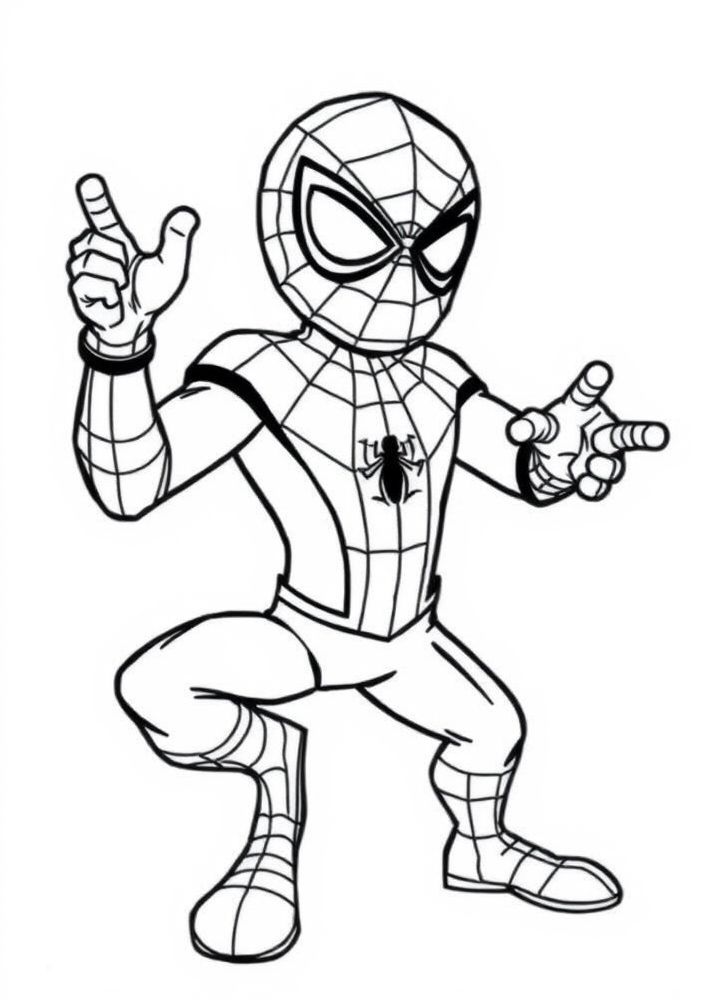 Desenho do Homem Aranha como um personagem de desenho animado para colorir