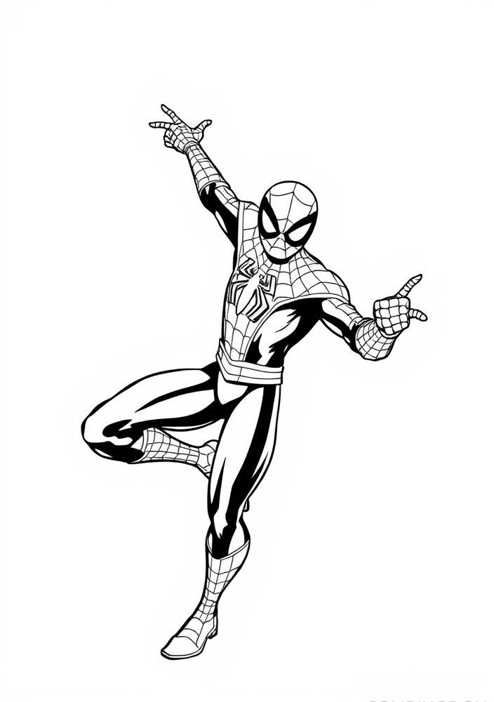 Desenho do Homem Aranha dançando para colorir