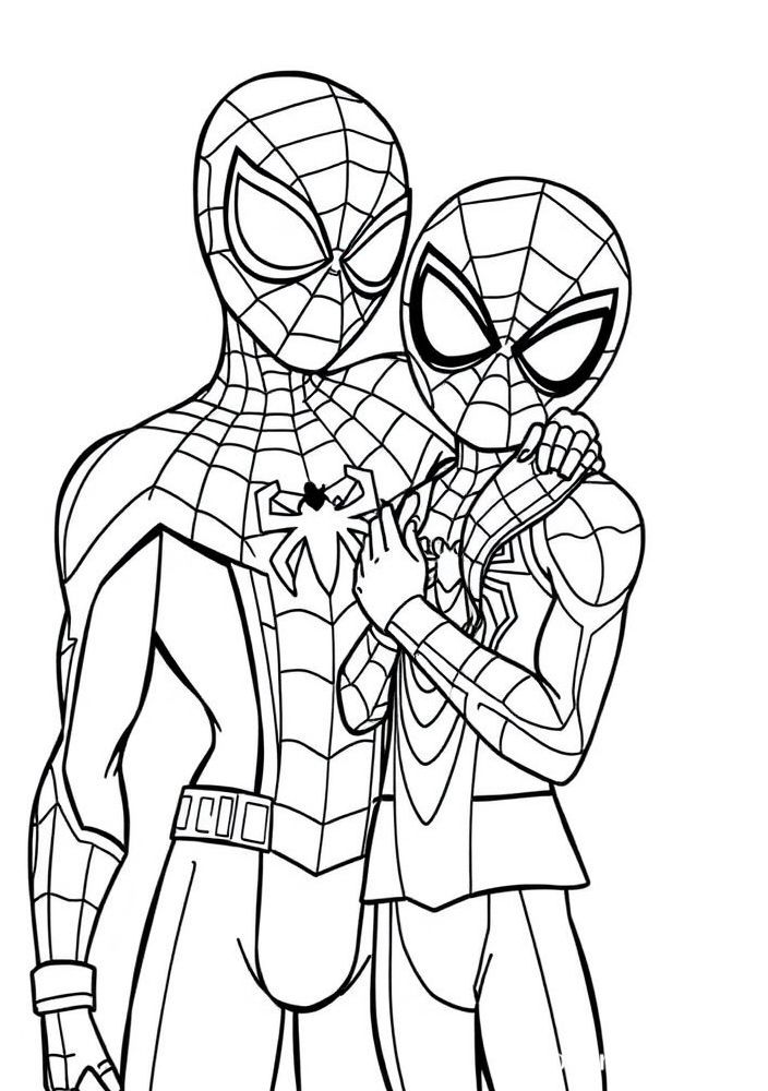 Desenho do Homem Aranha e seu amigo Miles Morales para colorir