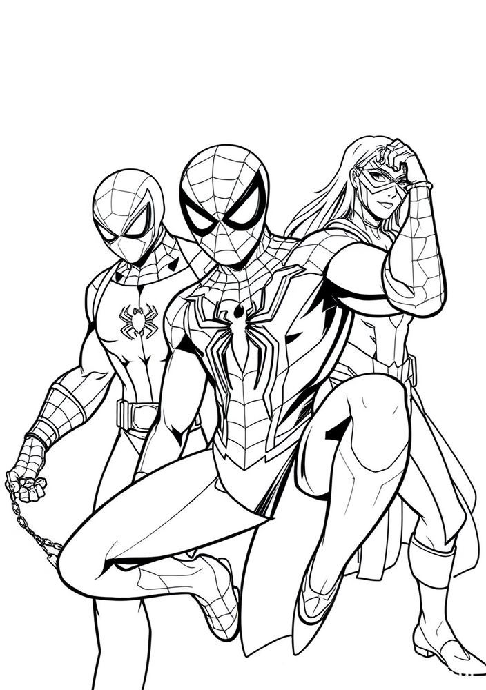 Desenho do Homem Aranha e seus amigos Vingadores para colorir