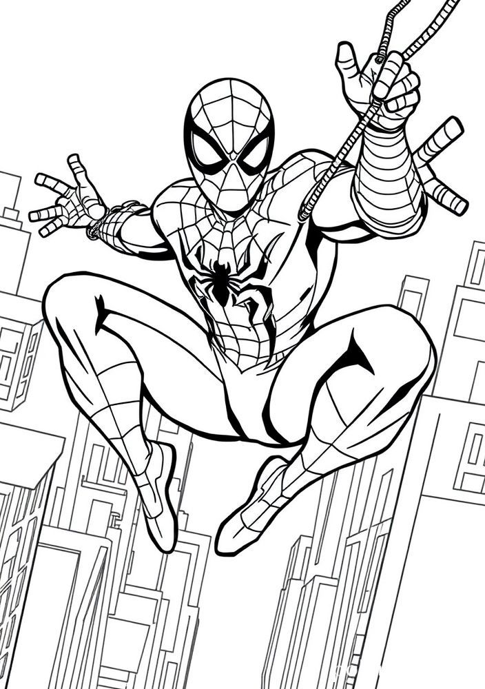 Desenho do Homem-Aranha em Ação para Colorir