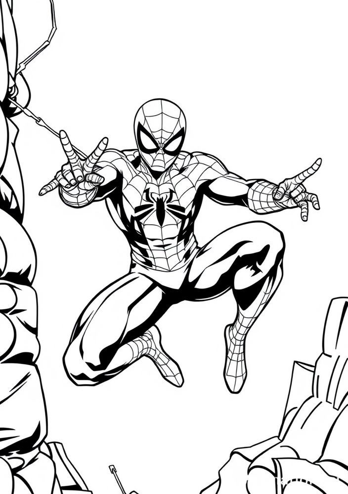 Desenho do Homem-Aranha em estilo de quadrinho para colorir