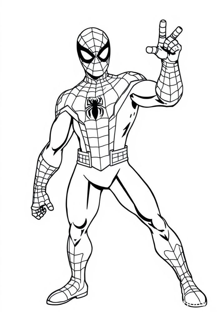 Desenho do Homem Aranha em sua roupa clássica para colorir
