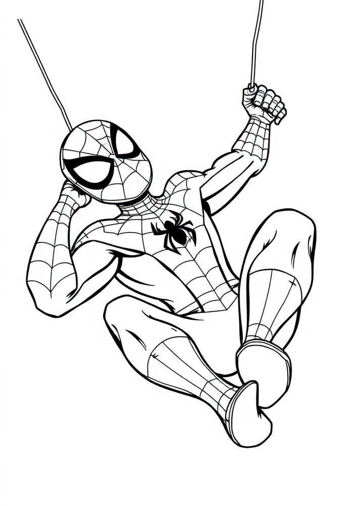 Desenho do Homem Aranha em um momento de descanso para colorir
