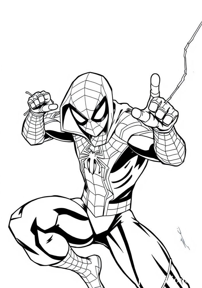 Desenho do Homem Aranha em uma missão secreta para colorir