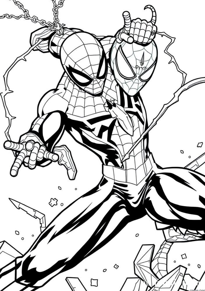 Desenho do Homem Aranha enfrentando o Duende Verde para colorir