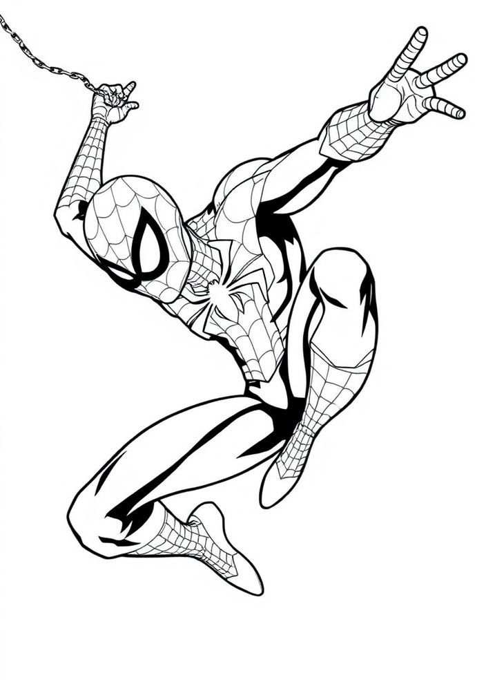Desenho do Homem Aranha fazendo acrobacias para colorir