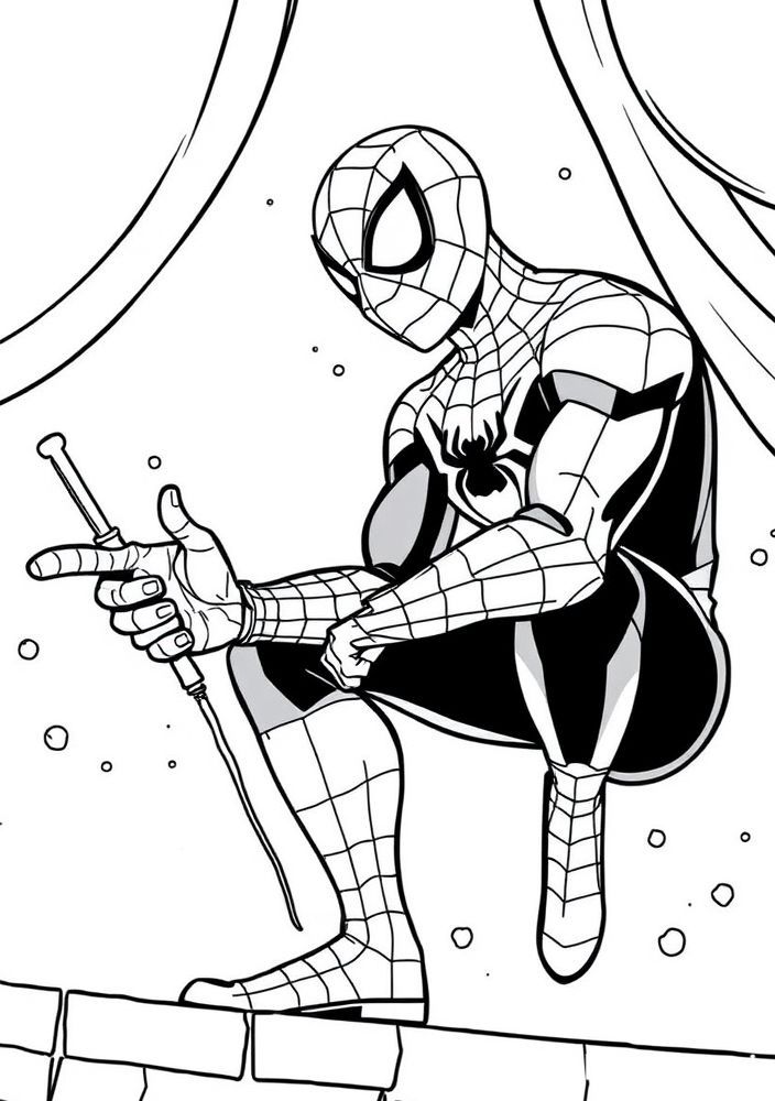 Desenho do Homem-Aranha infiltrado em uma festa à fantasia para colorir