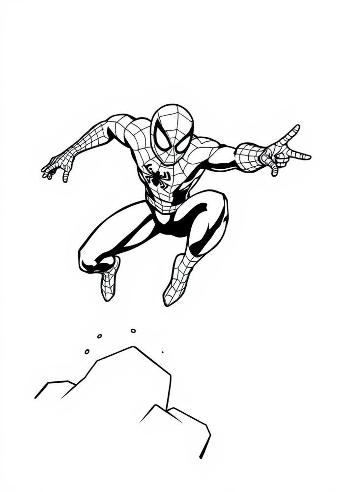 Desenho do Homem-Aranha pulando para colorir