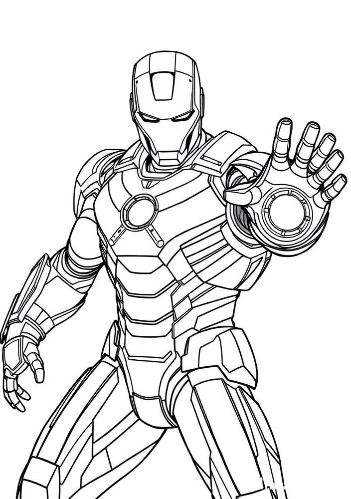 Desenho do Homem de Ferro com seu reactor arc para colorir