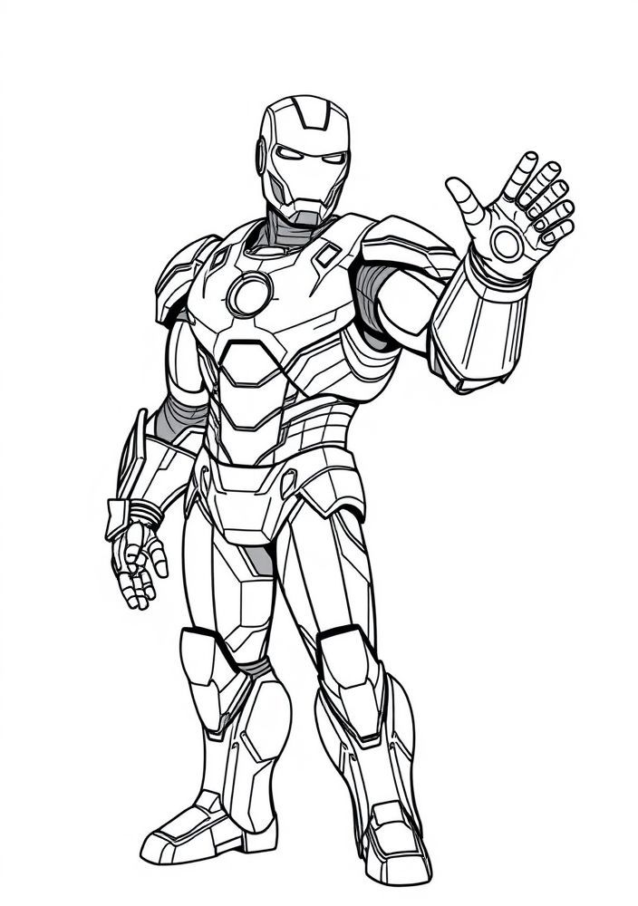 Desenho do Homem de Ferro com uma nova armadura incrível para colorir