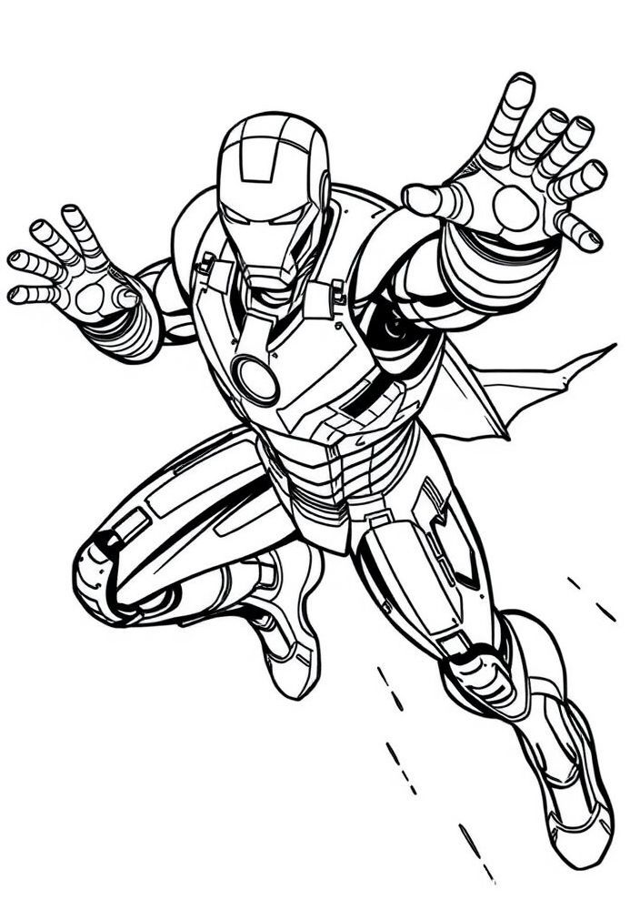 Desenho do Homem de Ferro em ação para colorir