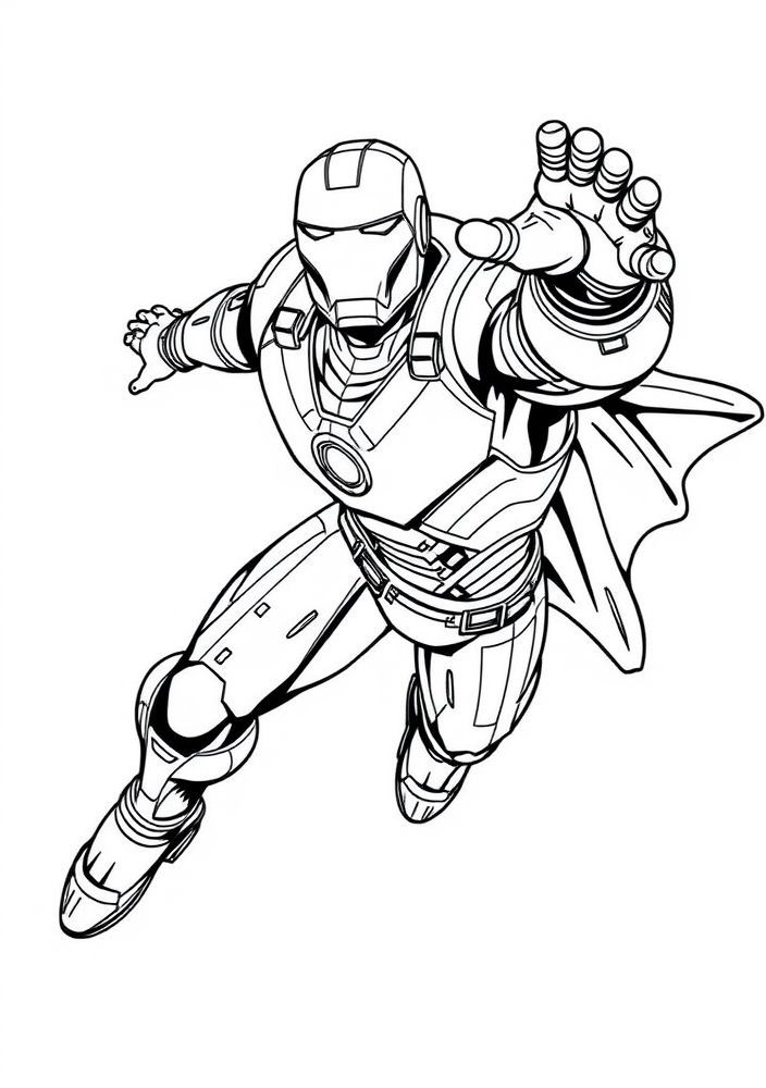 Desenho do Homem de Ferro em ação para colorir