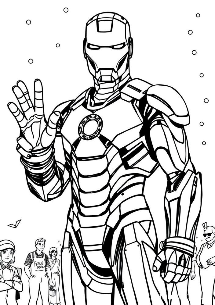 Desenho do Homem de Ferro em um evento global de paz para colorir