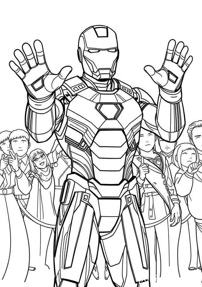 Desenho do Homem de Ferro na festa de lançamento de um novo filme para colorir