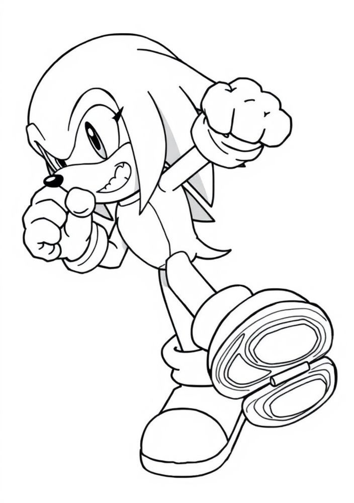 Desenho do Knuckles em pose de luta