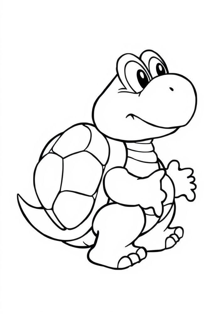 Desenho do Koopa Troopa em seu casco para colorir
